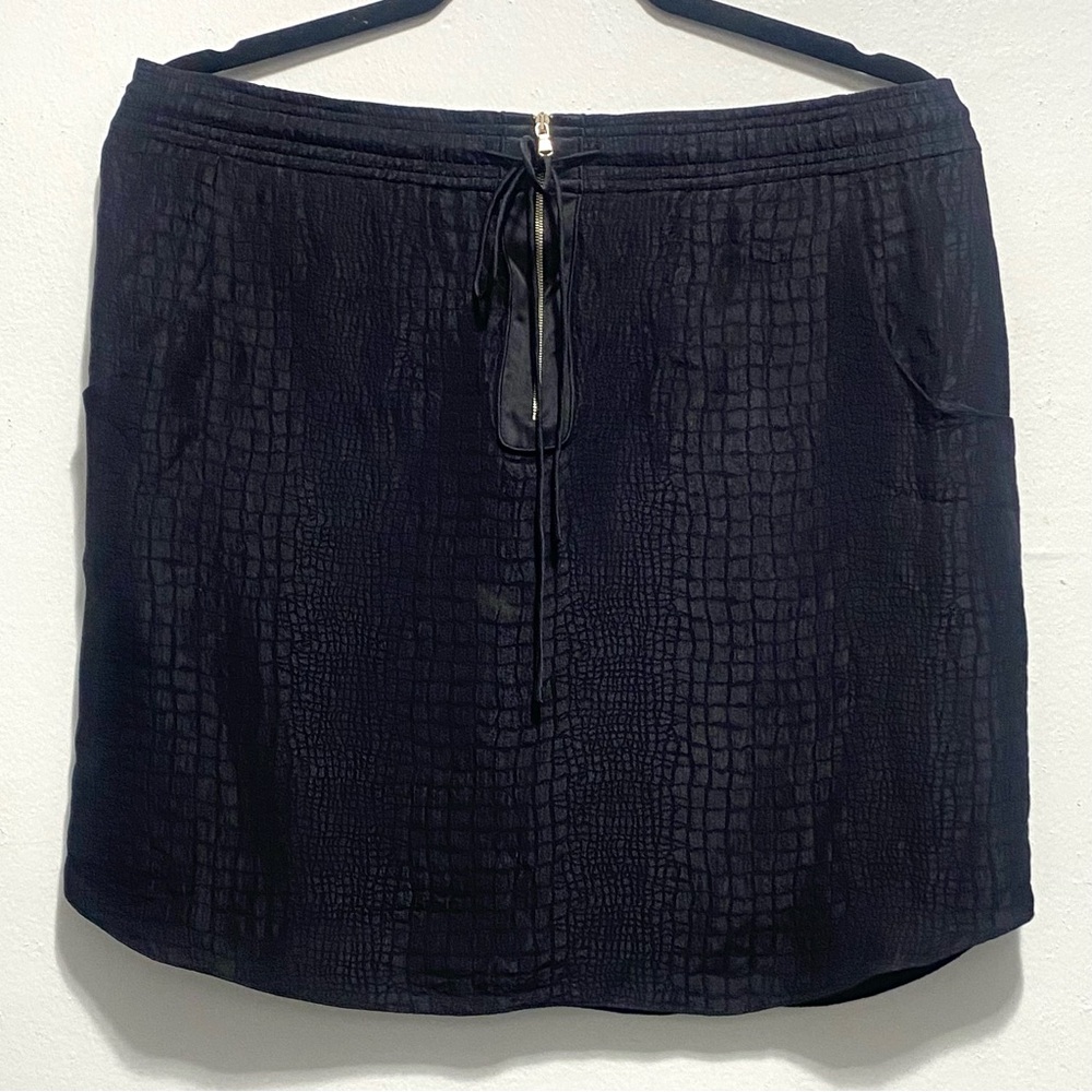 Rebecca Taylor Black Silk Snakeskin Textured Skirt